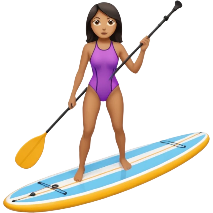 Dark haired women on Standing paddle board emoji
