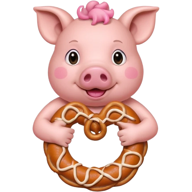 Pig holding pretzel emoji