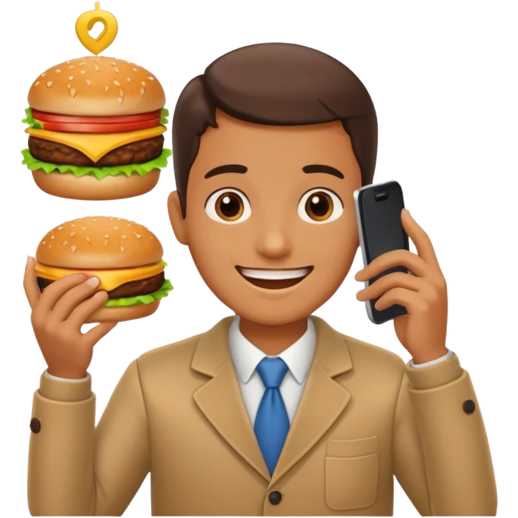 ordering a hamburguer on the phone emoji