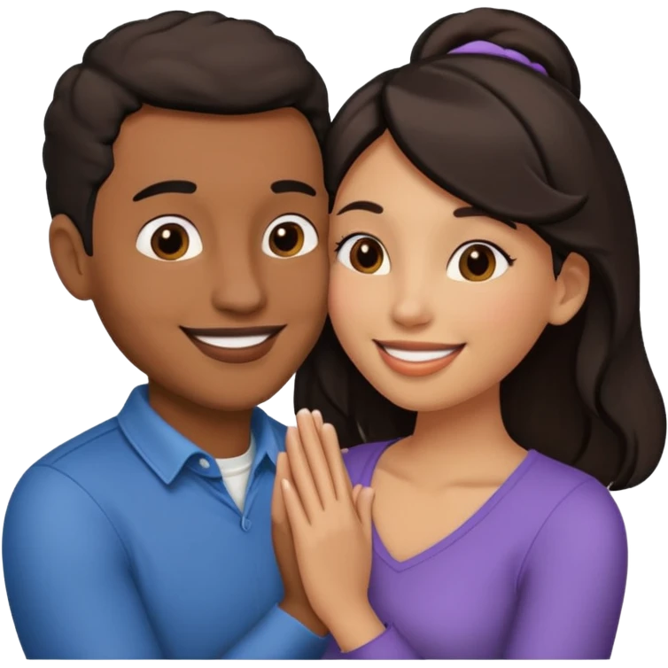 A man and a woman kissing, framed on a television screen emoji
