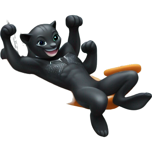 Dolphin and black panther swinging on swing set emoji