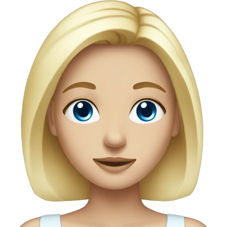Blonde girl with Blue eyes in bathtobe doing skincare emoji