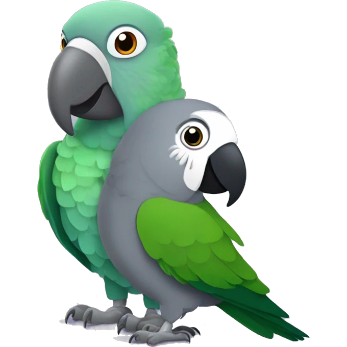 Timneh African grey and a green Quaker parrot  emoji