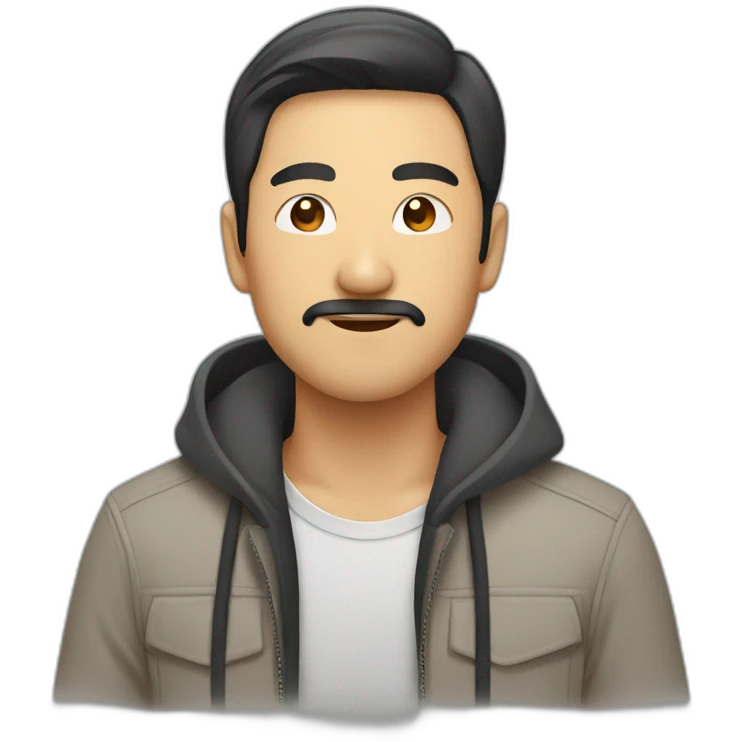 asian guy with facial hair who likes design emoji
