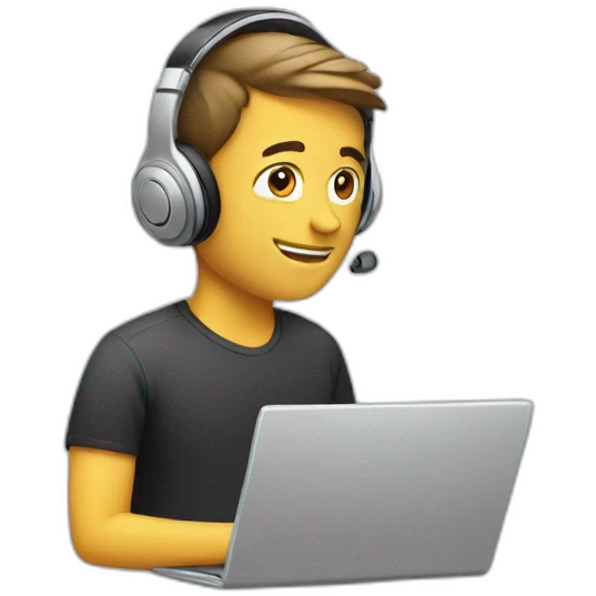 man with laptop and headphones emoji