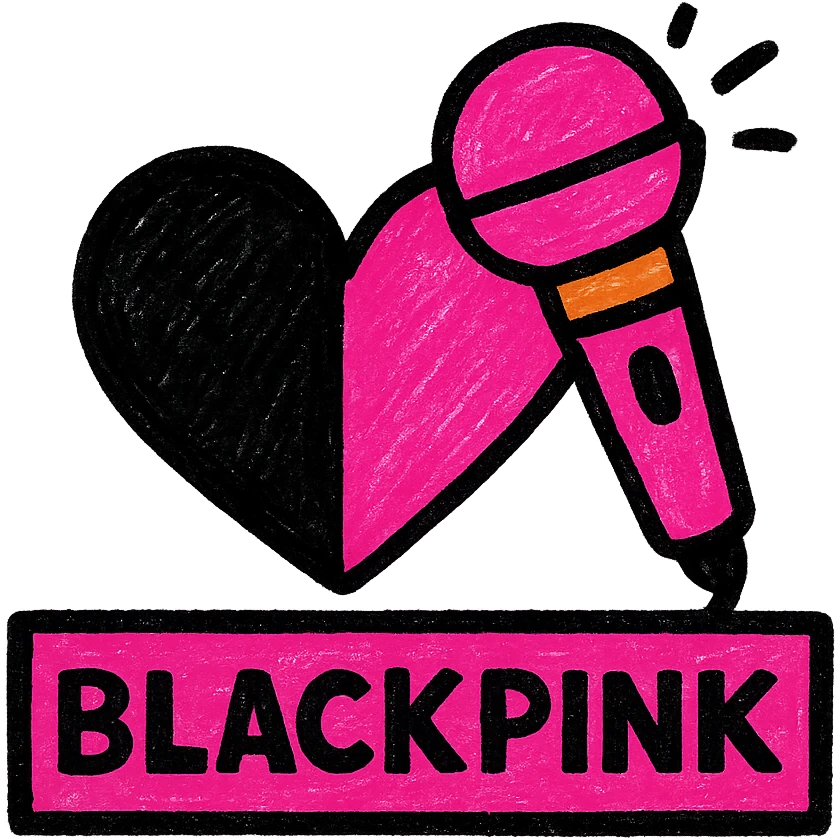 BLACKPINK-inspired object, black and pink colors, vibrant and energetic icon look emoji