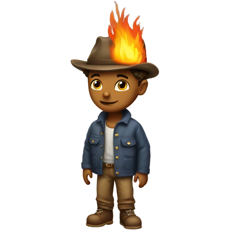 boy with hat by fire emoji