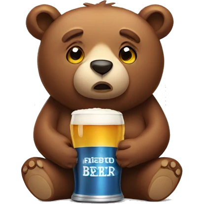 sad bear with beer emoji