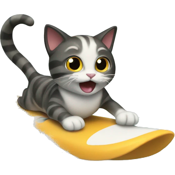 Cat riding a wave emoji