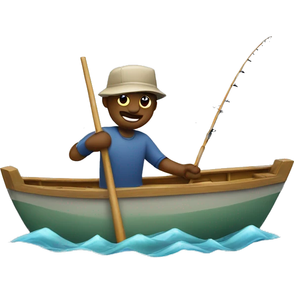 The guy in a boat with a fishing rod catching fish emoji