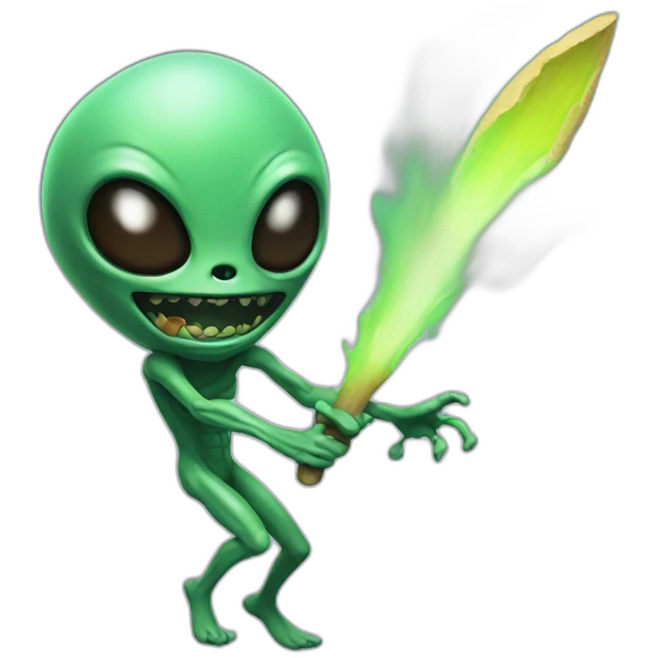 Alien hitting a rip emoji