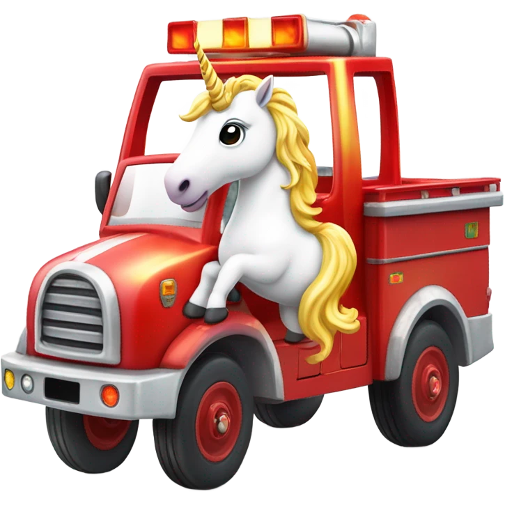 Unicorn driving fire truck emoji