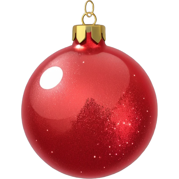 Red glitter ball ornament, matte emoji