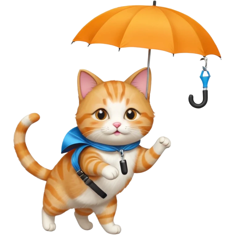 Skydiving cat with umbrella  emoji