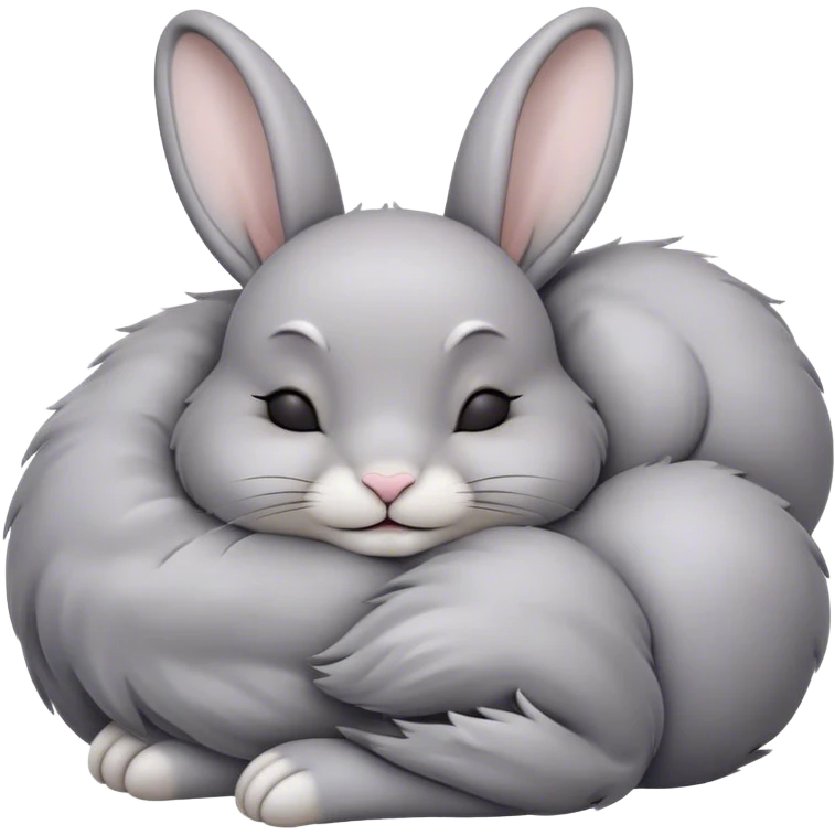 Meme-Worthy Cute Sleeping Grey Rabbit Portrait Emoji, Head resting peacefully with a contented smile, showcasing a delightfully compact build and a luxuriously soft grey fur, eyes shut in a serene nap, Simplified yet hilariously adorable features, highly detailed, glowing with a soft, drowsy light, high shine, relaxed and utterly lovable, stylized with an air of playful laziness, bright and heartwarming, soft glowing outline, capturing the essence of a comically sleepy bunny, so meme-worthy it feels like it could instantly become the next viral sensation of adorable slumber! emoji