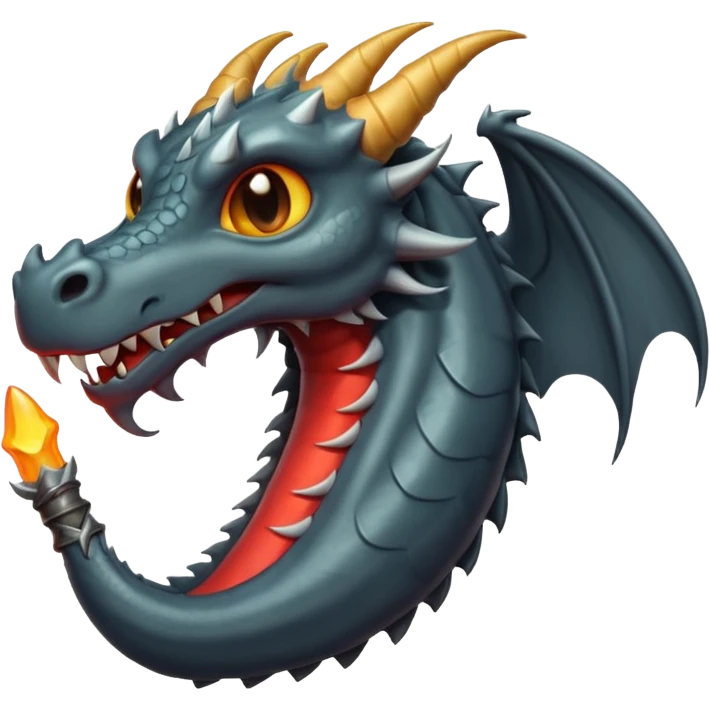 iOS style emoji, minimal dragon fang, dark fantasy object emoji
