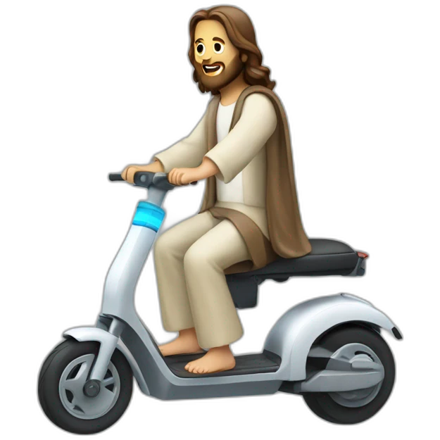 jesus riding an electric scooter emoji