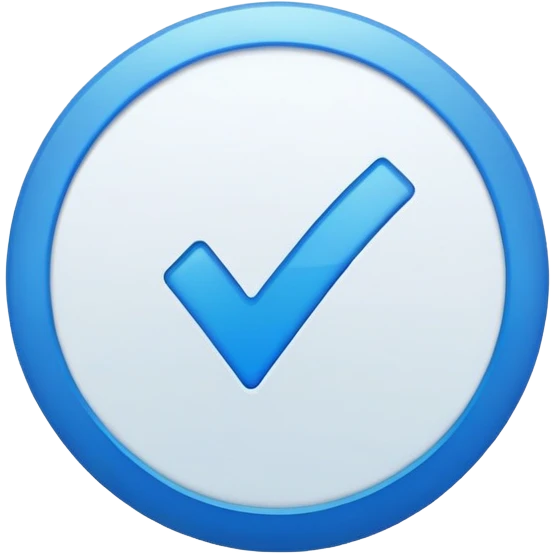 In a blue colour circle put a tick mark in white colour emoji