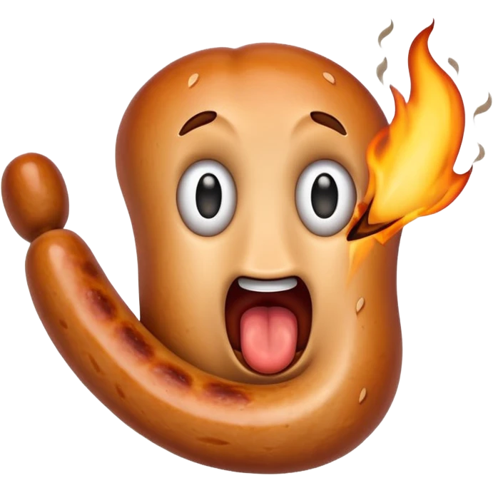 Sausage with scared screaming face emoji