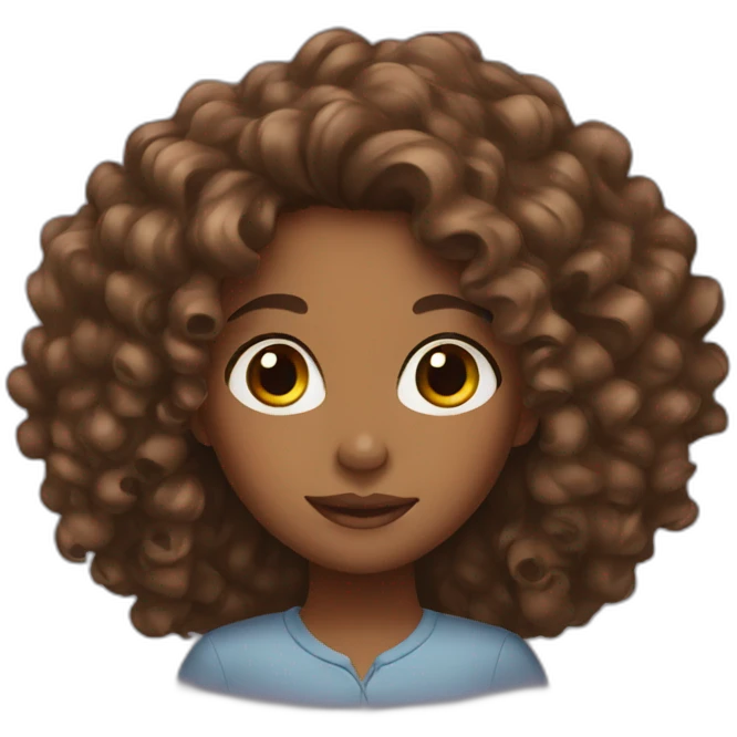 brown girl with long curly hair emoji
