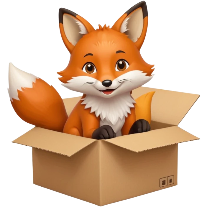 cheerful fox sitting in a box looking up playfully emoji