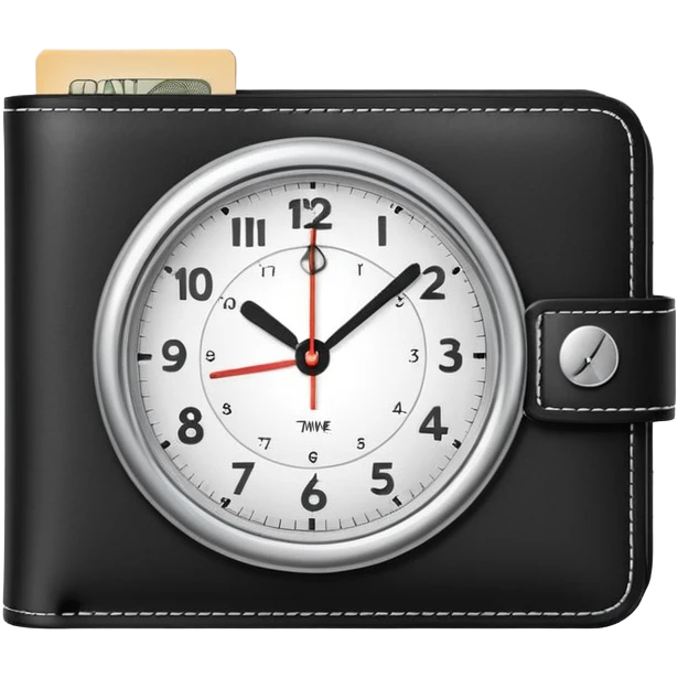 wallet with a clock on it, representing fast and affordable financial services emoji