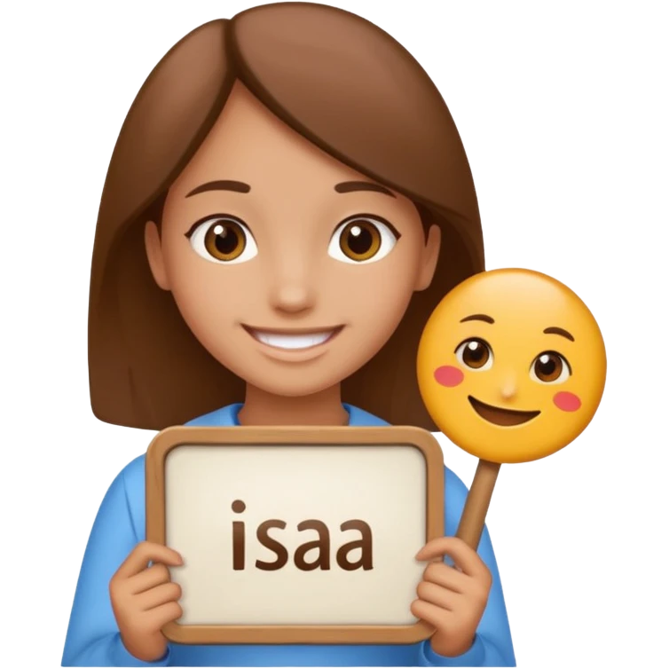 Worlds ugliest girl holding a sign saying my name is isa emoji