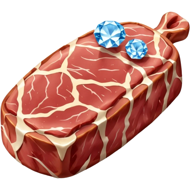 Meat with diamond textur and blue color emoji