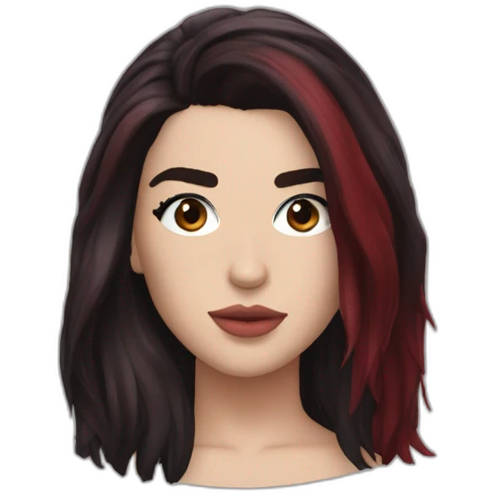 Dua Lipa with dark red hair emoji