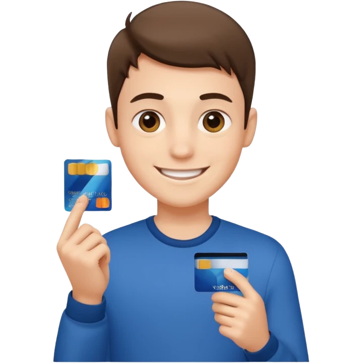 پسر جذاب با کلاس کارت بانکی به دست emoji