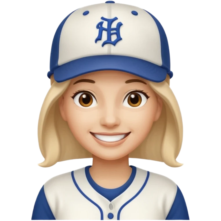 woman with white jersey and baseball hat emoji