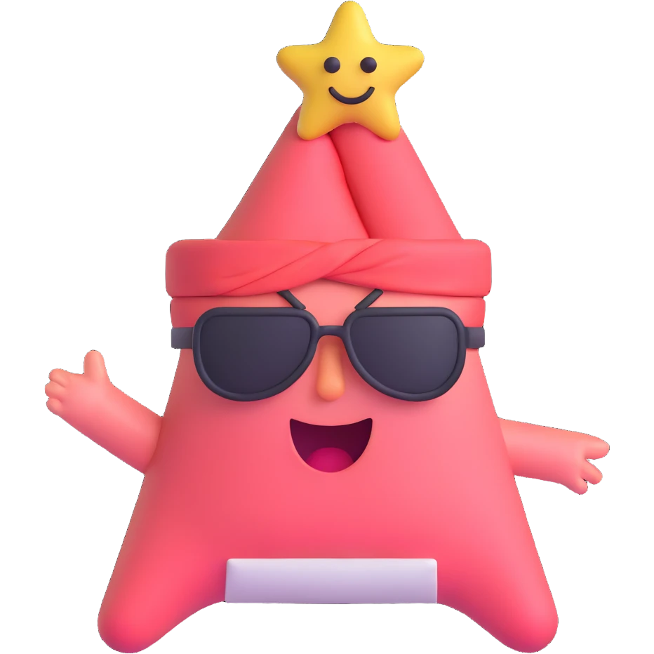 Patrick Star character, blindfolded, 3D emoji style emoji