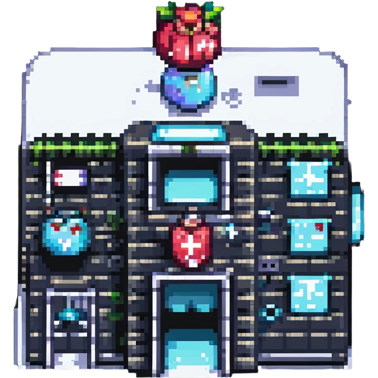 hospital building, pixel art style emoji