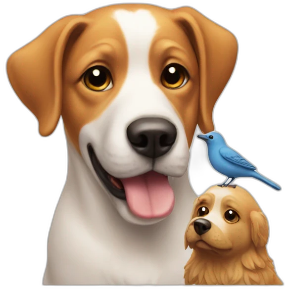 dog with bird emoji