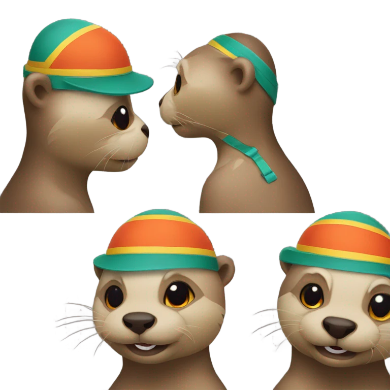 Otter with wrestling headgear emoji