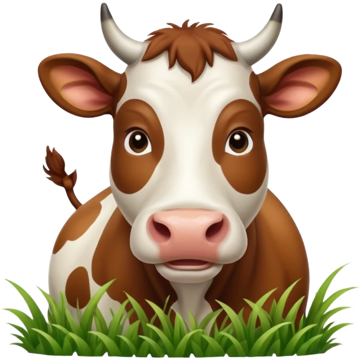 cow in the process of eating grass emoji
