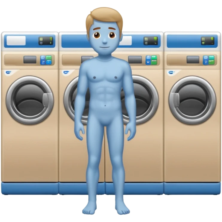 full view of a naked man in a laundromat emoji
