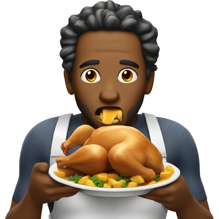 man eating chicken like a maniac emoji