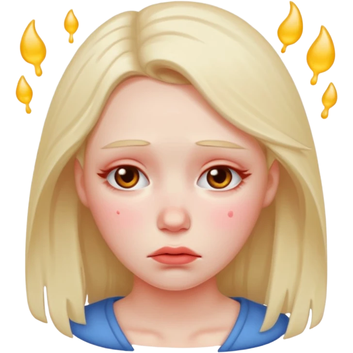 Buckets loads of cum pouring on horny female emoji with blushed cheeks and sad face emoji