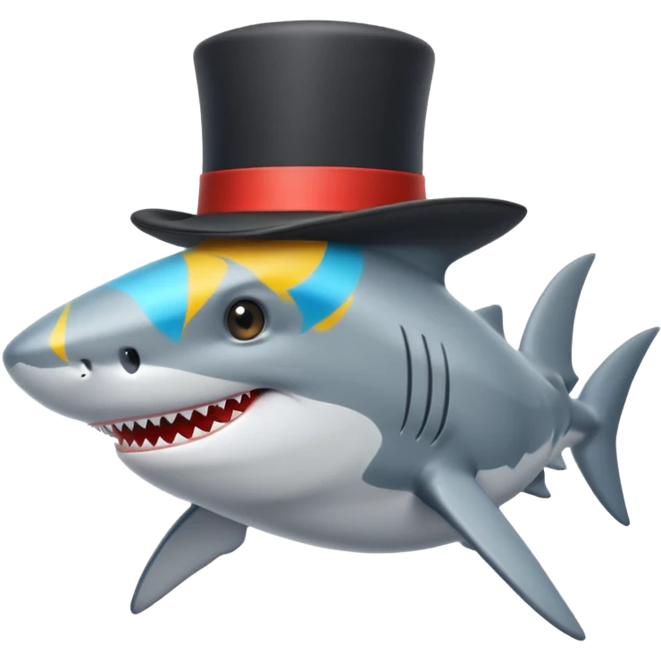 Shark with a top hat emoji