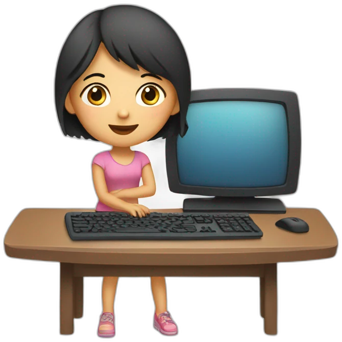 Asian Daughter with computer emoji