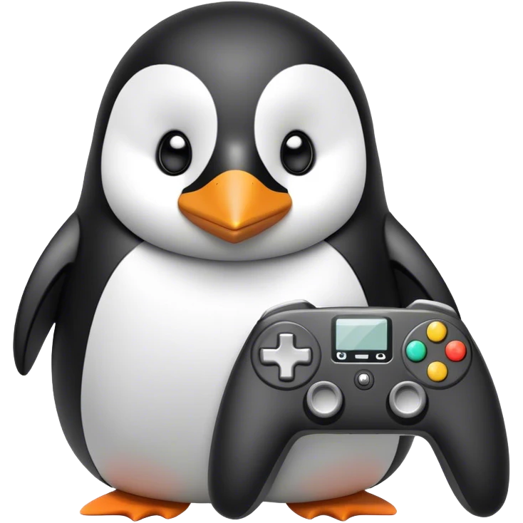 Penguin with controller emoji