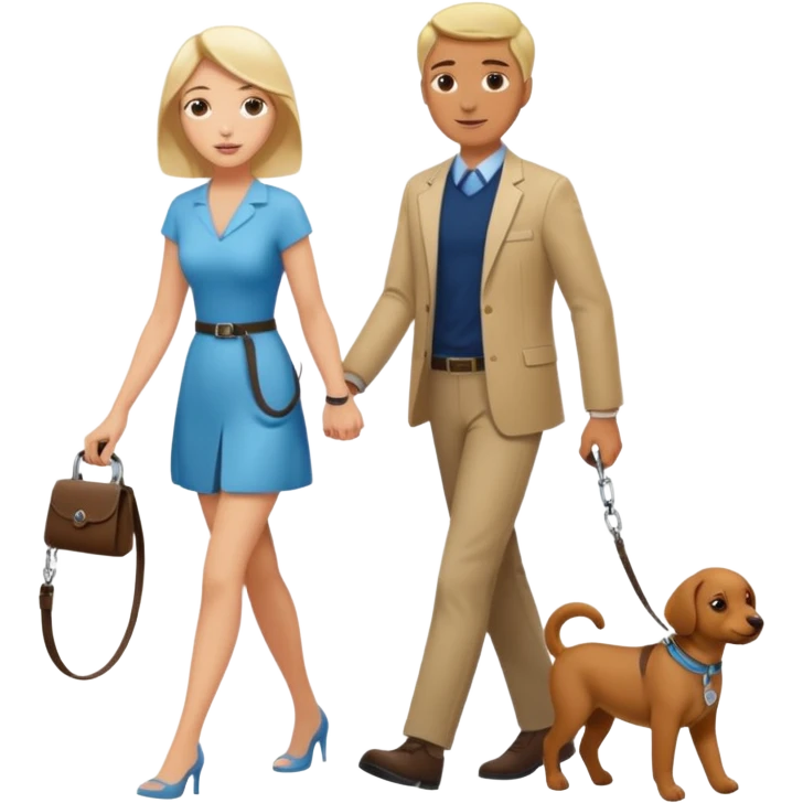 Women walking man on a leash emoji