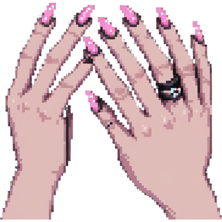 hand with 5 fingers, pink gothic nails emoji
