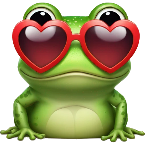 Frog wearing heart shape sunglasses emoji