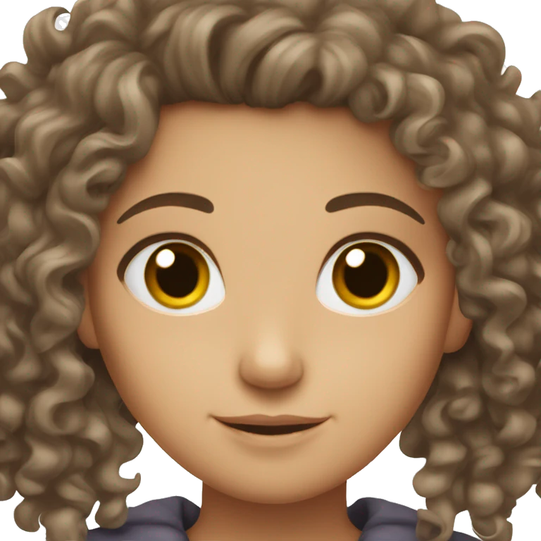 brunette girl with curly emoji