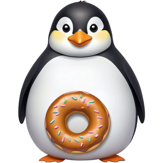 fat penguin round, with donut sprinkles around him emoji