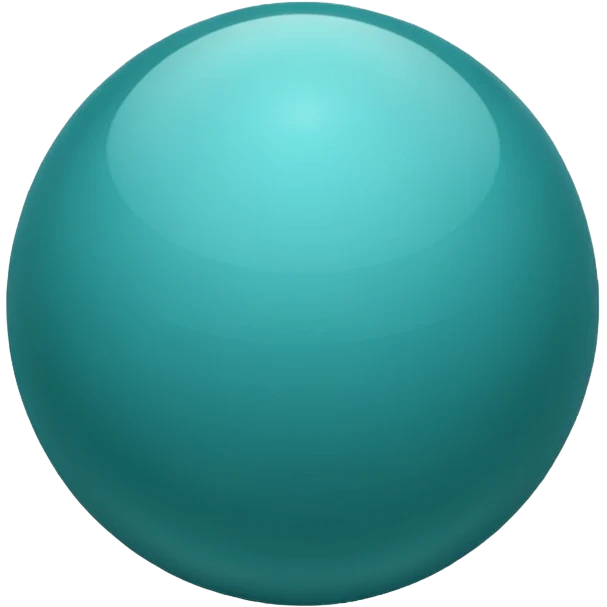 glossy teal sphere, blue-green balance emoji
