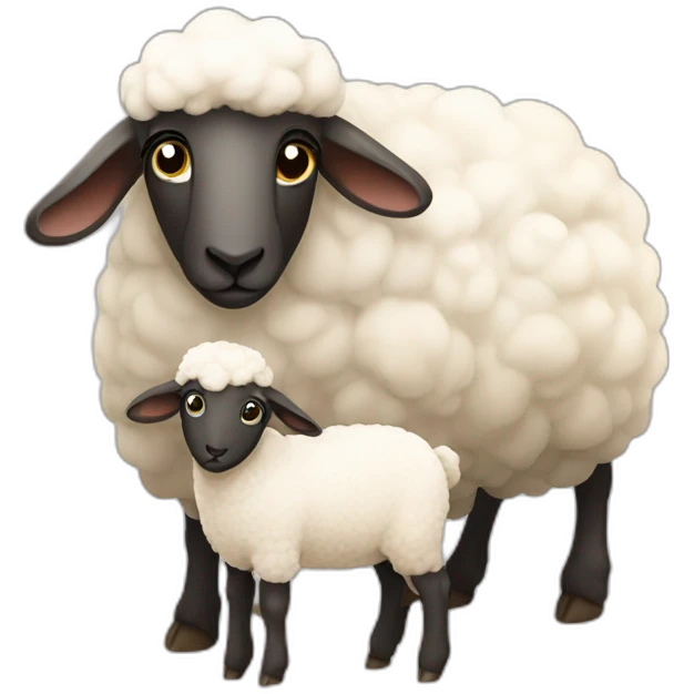 Sheep with his baby emoji
