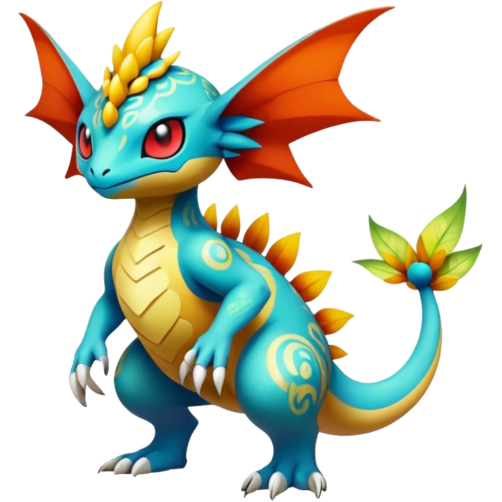 cool exotic fantasy-creature-Fakémon-Pokémon, full body, with markings emoji